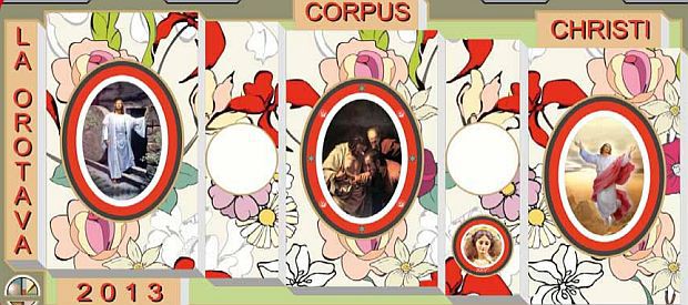 Impressie- van het Corpus Christi tapijt in La Orotava
