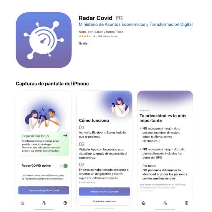 Radar COVID app op iOS (Apple)