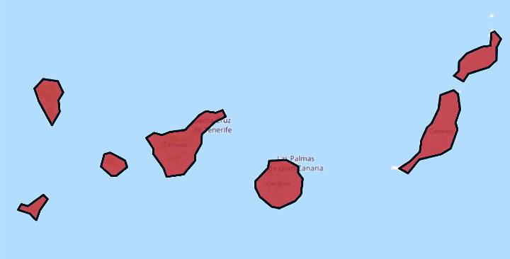 European Union kleurt de Canarische eilanden rood